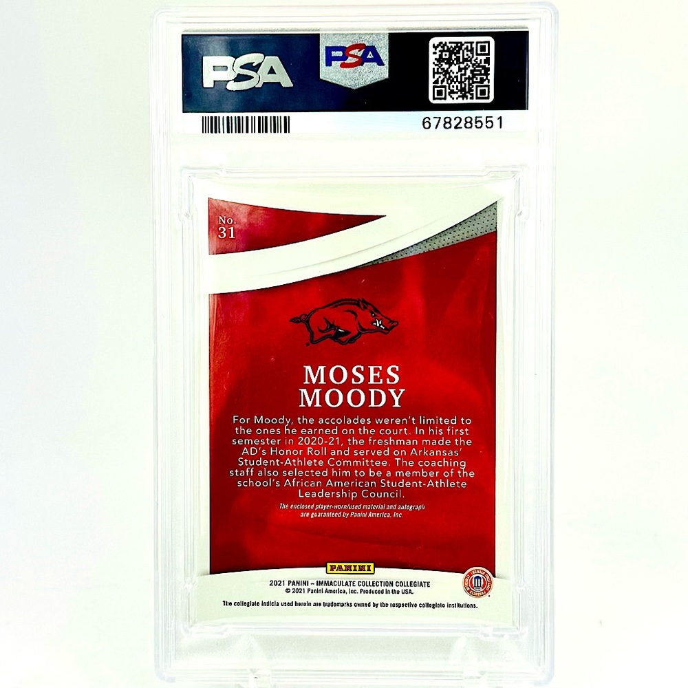 2021 Panini Immaculate Collection Collegiate 31 Moses Moody Patch Autograph-Gold - Picture 2 of 2